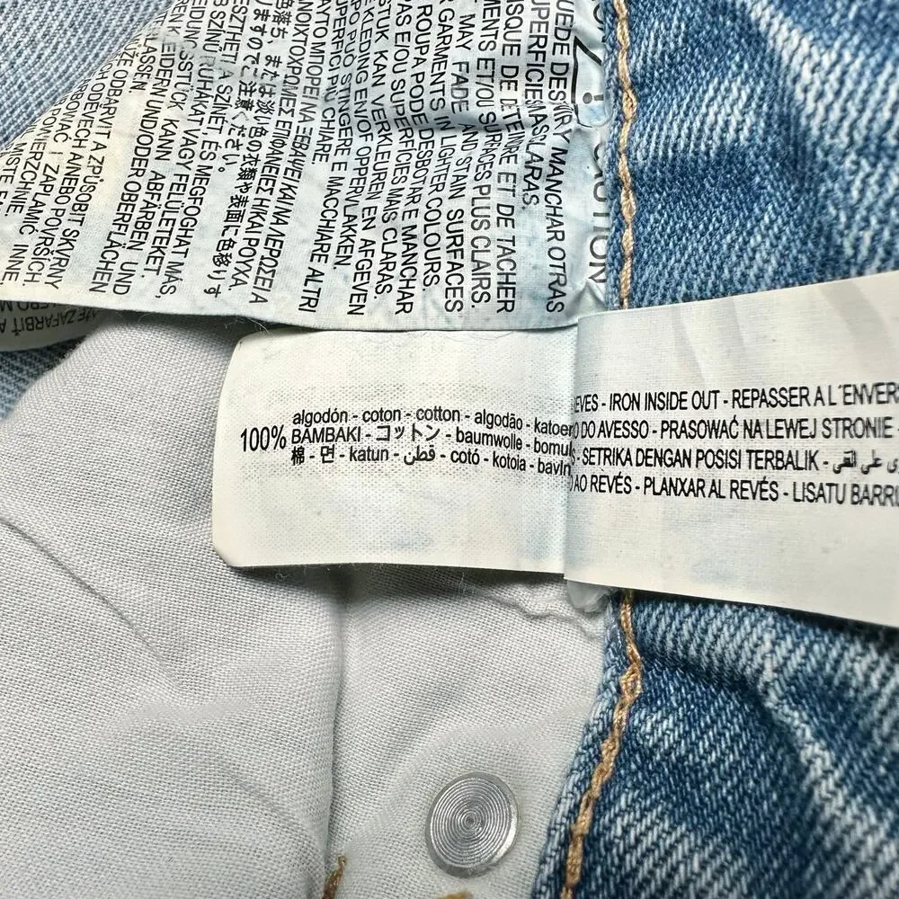 Zara | Women | Wide Leg Mid Rise Full Length Distressed Denim Jeans | Sz 12